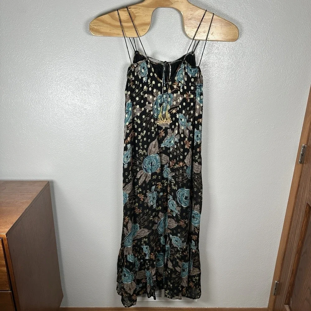Natural Life The Alice Floral Metallic Maxi Dress Womens‎ XS Sleeveless Tiered - Picture 5 of 10